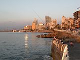 Beirut Corniche 15 Fishing Off The Corniche With Cafe L'Orient, Le Vendome Hotel, Marina Tower, Platinum Tower 